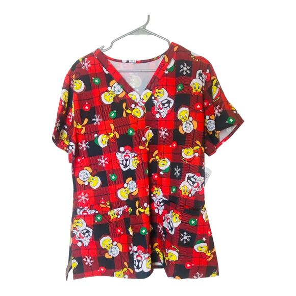 4200 Nursing Scrub Tops Womens 1X V-Neck Lot of 2 Chirstmas Betty Boop Garfield - Picture 6 of 9
